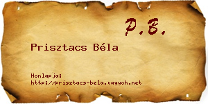 Prisztacs Béla névjegykártya